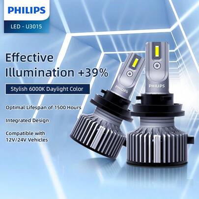  1pc Philips Ultinon Pro3015 LED Car Headlight Bulb With 6000K High Brightness White Light Suggest Purchasing Two Replacements For Better Results