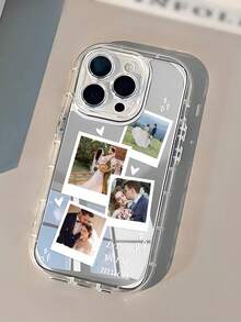 Funda de teléfono personalizada con espejo, creativa y con forma de corazón, romántica para parejas, aplicable a cualquier escenario, con frase corta personalizada y firma personalizada, transparente, gruesa y de cobertura total, reflectante, compatible con Apple 11 12 13 14 15 16 Pro Max - Multicolor - Ver 2