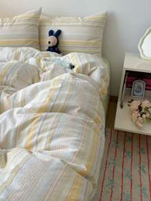 3 件套 100% 涤纶复古条纹羽绒被套套装，2 个枕套 + 1 个羽绒被套（无床单） - 彩色 - 查看 5