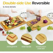 Kitchen Appliances Bamboo Cutting Board - Multi-Size Bamboo Cutting Board Set, Easy-Clean Cutting Board For Kitchen Prep & Charcuterie - Carbonized Bamboo(Brown) - View 10