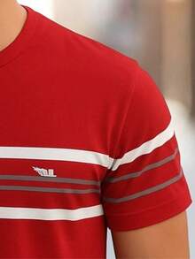 DAMAI MEN'S FASHION Short Sleeve Men's T-Shirt With Round Neck, Ideal For Everyday Use - Đỏ - Xem 2