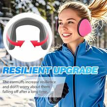 Foldable Fleece Ear Warmers For Outdoor Skiing - B-black+Hot Pink - View 3