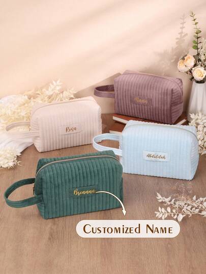 Personalized Bridesmaid Makeup Bag, Custom Velvet Cosmetic Bag, Travel Toiletry Bag, Bridesmaid Proposal Gift, Valentine's Day Gift, Christmas Gift, Merry Christmas