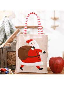 حقيبة قماش الخيش ثلاثية الأبعاد مطرزة للزينة في عيد الميلاد