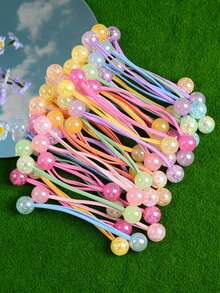 7/10/14pcs Set AB Color Beads Double-Headed Hair Scrunchies, Y2K Girly Grunge Style Hair Accessories, Suitable For Casual Daily Wear, Party, Dance, Shiny Decoration Hair Ties Ponytail Holders Hair Elastics Hair Rope, Hair Bobbles Head Accessories