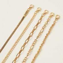 5pcs Bohemian Minimalist Hand Jewelry  Metal Chain Set Multi-Layered Chain Minimalist Bracelet For Women - Yellow Gold - View 8