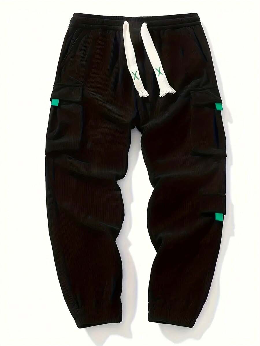 Autumn And Winter Men's Plus-Size Corduroy Sweatpants, Comfortable And Stylish, Durable Casual Pants, Suitable For Casual Sports And Everyday Wear - Black - View 1