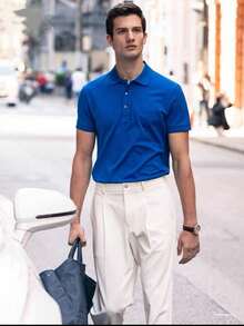 Men's PLAIN POLO Shirt Premium Cotton Pique Fabric Promotion - 寶藍色 - 查看 1