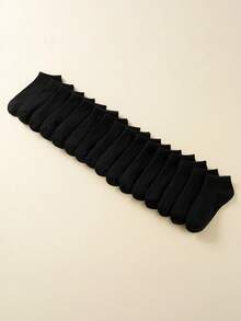 12 双儿童纯色透气休闲船袜，黑/白/灰，适合婴幼儿男孩/女孩，四季皆宜 - 彩色 - 查看 9