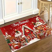 Holiday Reindeer Christmas Doormat - Vibrant Holiday Decor, Non-Slip Backing, Machine Washable, Polyester Entrance Rug, Suitable For Indoor/Outdoor Use, Easy To Clean, Perfect For Winter, Christmas Decoration Bathroom Kitchen Decor