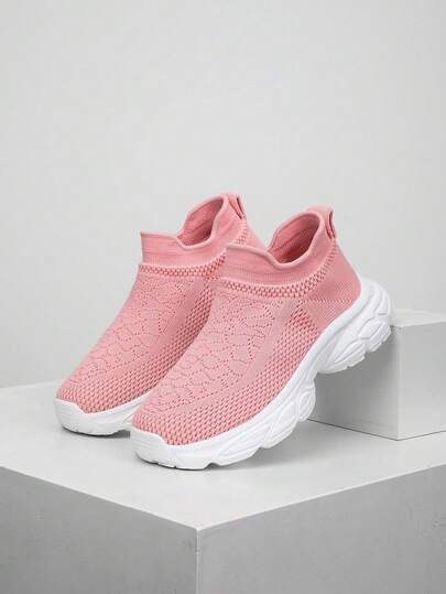 1 Pair Children's Socks Shoes, Breathable Elastic Soft Shock-Absorbing Quick-Drying Lightweight Non-Slip Wear-Resistant Slip-On Casual Style Sneakers Suitable For Running And Walking