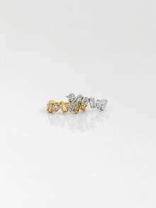 1 件精致 925 纯银马眼锆石耳环，带吊坠，防过敏金耳环，适合女士日常佩戴 - 長方形+圓形鋯石耳夾 - 查看 3