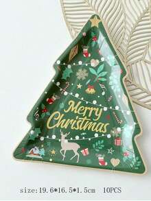 Classic Christmas-Style Red-White-Green Christmas Element Plate Set - Must-Have For Christmas Party Dessert Table, Round Disposable Plates/Cupcake Paper Plates, Leak-Proof & Durable Detail, Suitable For Serving Cocktails/Snacks/Desserts, Essential Tableware For Winter Christmas Holiday Dinners