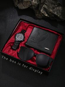 3pcs Men's Business Watch Gift Set, Including Watch, Wallet, Sunglasses, Fashionable Sports Personalized Cool Luxury Men's Watch, Designed For Men, Essential Daily Matching For Men, Suitable For Anniversary, Wedding, New Year, Holiday Gifts - Silver - View 15