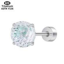 SENLANSP 1pc Luxury G23 Titanium Internally Threaded Dermal Anchor With Synthetic Opal Centered Rose, Perfect Gift, Hypoallergenic, Comfortable Wear