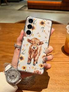 1pc Transparent Cartoon Ox Pattern Creative Phone Case, Suitable Compatible With Samsung S24/23/22/21 Ultra, A55/54/53/52/51 And Other Models, Great Gift For Friends - Clear - View 1