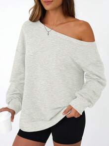 Women Off The Shoulder Sweatshirt Oversized Tops Fall Outfits 2025 Y2k Clothes Fashion Clothing  Tophalloween - 黑色 - 查看 2