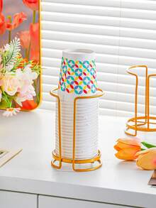 1 件豪华金属一次性杯架，适合家庭、咖啡厅和酒店使用的理想纸杯收纳盒 - 彩色 - 查看 10