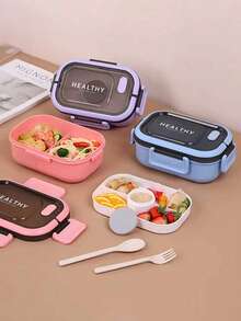 1200ML/42oz 2-Layer PP5 Plastic Portable Lunch Box, Microwave , Compartment Design With Sauce Containers And Utensils, Lightweight Bento Box - Multicolor - View 7