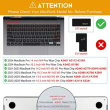 多色硅胶键盘保护膜，防水，兼容13.6英寸/15.3英寸Air M2 M3 M4 A3240 A32401 A2681 A3114 A2941 A3113、14英寸/16英寸Pro M1 M2 M3 M4 A3112/A3185/A3401/A2992/A2918/A2779/A2442/A3403/A3186/A2991/A2780/A2485、2025、2024、2023、2022、2021款机型 - ANSI 佈局(美版) - 查看 4