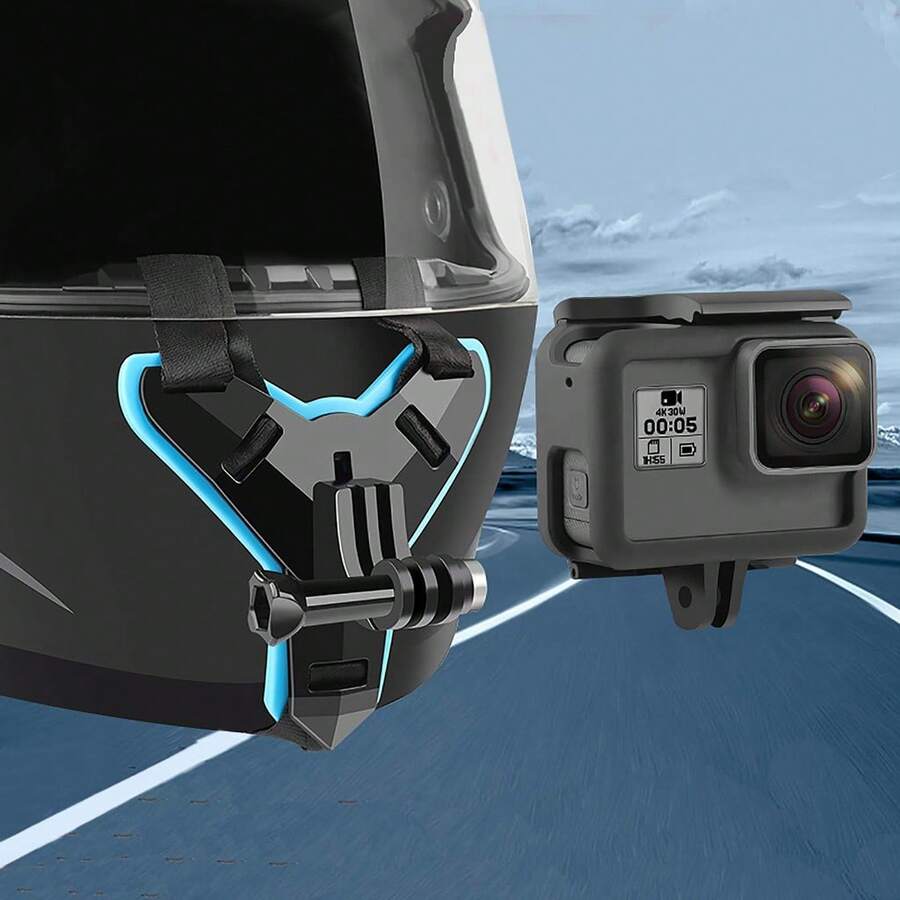 Suporte Capacete Moto Câmera Celular Galaxy Gopro Ios Queixo - Multicolorido - Visão 1
