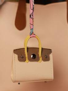 1个迷你零钱包，耳机包，口红包，钥匙包，圣诞礼物，包包挂饰，包包配饰，送给女孩的完美礼物，适合日常旅行佩戴，优雅时尚的颜色，丝巾挂绳随机图案颜色，迷你包挂在包包上图案拼贴，丝巾挂绳，简约纯色PU拼接，多种颜色可选，沙特阿拉伯国庆节