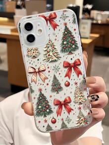 1 Peça Capa de Telefone TPU com Gráfico de Laço de Árvore de Natal Elegante e Única, Compatível com iPhone 16/16Pro/16Plus/15/15ProMax/15Pro/11/12/13/14ProMax/12Mini/13Mini/11Pro/11ProMax/12Pro/12ProMax/13Pro/13ProMax/14Pro/14ProMax, Design Criativo Macio e de Alta Qualidade