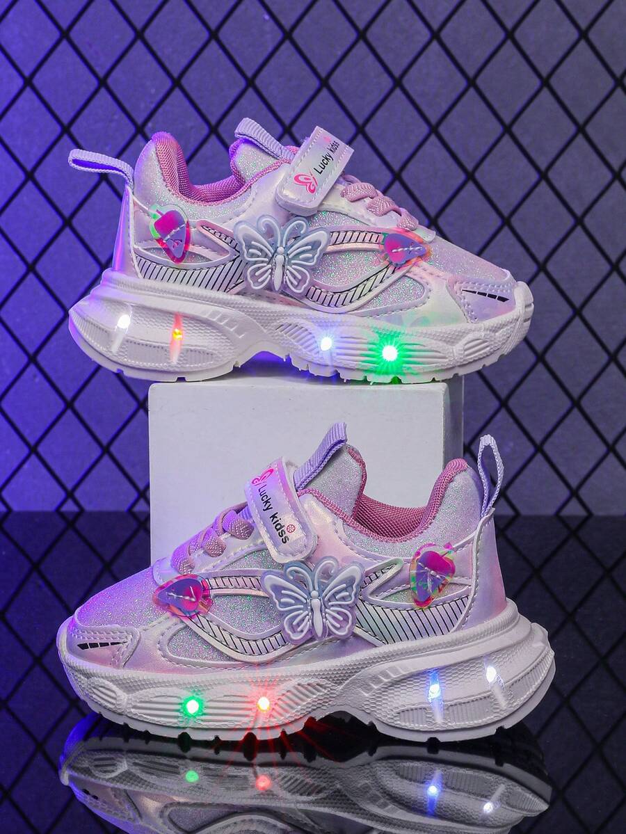 时尚 LED 照明透气皮革运动鞋，适合男孩和女孩 - 休闲、减震、四季防滑户外跑步和步行鞋