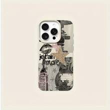 Funda de teléfono móvil con diseño de collage elegante, adecuada para iPhone 17air 17promax 17pro 17 16 11 XR XSMAX 12 13 14 15 plus Pro Max, material TPU premium, anti-caída, funda protectora de alta calidad y a la moda. Funda de teléfono para la temporada de otoño e invierno, regalo de Halloween, regalo de Navidad ~ Material de textura de cuero - blanco - estampado de leopardo estrella 488WC - Colores mixtos 1 - Ver 3
