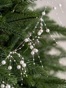 3/5pcs 1.4m Christmas Pearl Bead Garland Decoration, Christmas Tree Decoration, Circle Beaded Garland, DIY Hanging Decoration For Home, Party, Wedding, Handmade Crafts