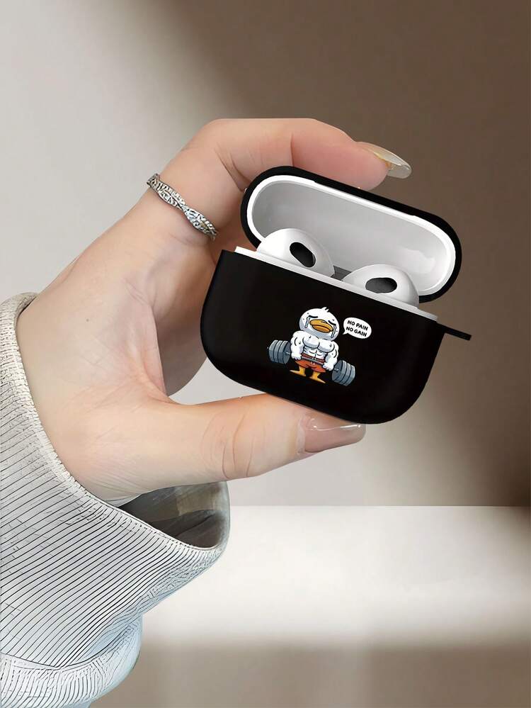 健身哭泣鸭耳机保护套，兼容耳机保护套1/2代耳机，新款无线耳机保护套3/Pro/Pro2耳机保护套，男女朋友礼物 - 黑色 - 查看 3