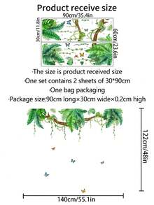 2 件/套叶子和蝴蝶图案墙贴，卡通 PVC 可移除墙标贴花，用于家居装饰，贴纸，墙贴花，乙烯基贴花，用于家居装饰，春季装饰品让您的家焕然一新，拉玛装饰贴纸礼物生日毕业 - 彩色 - 查看 9