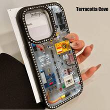 Linienstruktur doppelseitige diamantbesetzte 3-in-1 Handyhülle, geeignet für iPhone16promax, 16 15pro 14 14 Plus/14 Pro Max 13 13 Pro 12Pro 11pro Promax Serie.Anti-Rutsch und fleckenresistente weiche Hülle, geeignet für Männer und Frauen mit Diamantverzierung - Pink - Übersicht 4