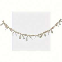 A Handmade Bow Ribbon Banner - No Electricity Needed, Decorative Handwoven Party Garland, Suitable For Events And Celebrations - 象牙白蝴蝶結 - 查看 2