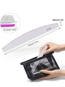 半月形专业指甲锉 - 双面灰色指甲工具，适用于亚克力指甲、美甲延长、DIY 和美甲沙龙，20 片装/100/180 目，可选 1/5/10/50/100 片装 - 彩色 - 查看 7