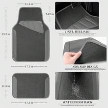 Waterproof Universal Fit Car Floor Mats, Car Mats Fit SUV,,Sedans, Trucks,Set Of 4pcs Car Carpet With Driver Heel Pad (All Gray) - Pink - View 7