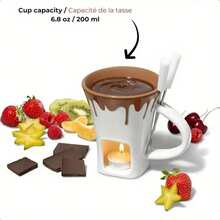 1-Piece Ceramic Chocolate Cheese Hot Pot Set - The Base Is Paired With A Ceramic Bowl, Suitable For Use On Valentine's Day, Parties, And Family Gatherings - No Need For Stove Heating, Easy To Clean Surface, Ideal Gift For Cheese, Chocolate, And Dessert Lovers, Modern Kitchen Utensils, Elegant Plates And Dishes, Butter Warmer, Essential For Home Cooking.