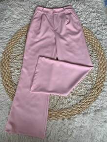 Formal Set Pantaloons Pants High Waist Pockets Tailoring Vest Buttons Simple Elegant Casual Pocket Zipper - Màu Hồng baby - Xem 7