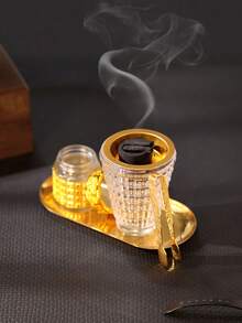 1pc/Set Modern Minimalist Luxury Glass Incense Burner And Aroma Diffuser. 3D Geometric Textured Bakhoor Incense Holder, Nordic Crystal Glass Bakhoor Incense Burner, Suitable For Weddings, Home Decor, Bedroom, Living Room (As A Centerpiece), Office, Yoga Studio And Parties, Creating An Elegant Ambiance. - Multicolor - View 8