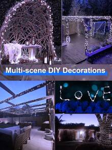 1pc Solar Powered Outdoor String Lights - 8 Modes DIY Copper Wire Fairy Lights, Warm White/Pink/Red/Blue/Multi-Color Options, 7m 50LED/12m 100LED/17m 150LED/22m 200LED/32m 300LED, Christmas Lighting Decor, Waterproof Outdoor Solar Path Lights, Suitable For Garden, Yard, Wedding, Party, Christmas Decoration, Hanging Solar Lights