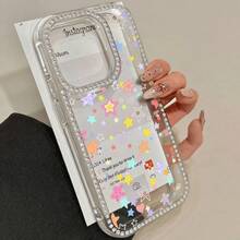 Diseño estrellado vibrante, una funda para teléfono 3 en 1 con tachuelas de doble cara, compatible con las series 16 Pro, 16, 15 Pro, 14, 14 Plus/14 Pro, 13, 13 Pro, 12 Pro y 11 Pro. Este suave es resistente a caídas y manchas, diseñado tanto para hombres como para mujeres, con adornos. - transparente - Ver 1