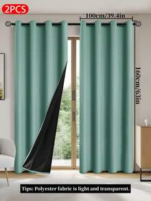 2pcs Blackout Curtains With Thermal Insulated Lining, Suitable For Living Room, Bedroom, Kitchen, Bathroom, Home Decor, Room Decor - Màu xanh bạc hà - Xem 13