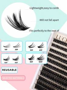 220 buc. Gene false cluster - (gradient natural 10-16 mm), extensii de gene false DIY, naturale, voluminoase, pufoase și ușoare, din material textil 3D, subțiri, ultra-moi și reutilizabile, lucrate manual - perfecte pentru purtare zilnică, întâlniri, petreceri, nunți, ședințe foto și creații artistice personalizate cu gene.