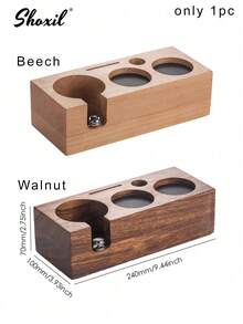 shoxil 1pc Coffee Tamper Base, Coffee Machine Portafilter Accessory, Coffee Portafilter Holder, Solid Wood Tamper Stand, Powder Distribution Base, Tamper Aid Tool, Beechwood/Walnut Wood