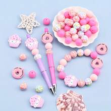 25/34pcs Donut & Cake Silicone Bead Set, Suitable For Jewelry Decoration Accessories, Earrings, Necklaces, Bag Chains, Phone Charms, Makeup Brushes, Keychains DIY Kit, Perfect For Holidays And Birthdays - Donut Cake Mix - View 5