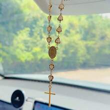 2025 Spring/ Summer New Mother'S Day Gift Women'S Bracelet Luxury And Elegant Style Classic Virgin Mary Cross Metal Pendant Baroque Imitation Pearl Decoration Love Bead Bracelet Fashionable And Unique Eye-Catching Accessories - 均碼 - 查看 2