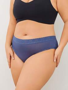 FINETOO 5 pezzi/confezione Mutande a vita alta con pizzo per taglie forti da donna, biancheria intima casual in seta ghiacciata comoda