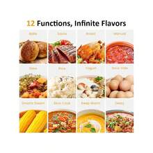 Sunvivi 8 Quart Slow Cooker Roaster Oven, 12 In 1 Programmable Multi-Cooker Food Warmer With Digital Timer, Temp Control, Removable Cast Aluminum Pot & Dishwasher- Tempered Glass Lid, Stainless - 美規B型插(110-127V) - 查看 7