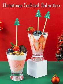 100 pièces - Piques à cocktail en bambou en forme d'arbre de Noël, cure-dents décoratifs de Noël - Piques à cocktail de Noël - Brochettes en bambou en forme d'arbre de Noël convenant pour les amuse-gueules, les plateaux de viande, les aliments, les petits gâteaux, les sandwichs, les boissons, les fournitures de fête à thème de Noël - Décorations pour fruits et boissons, fournitures de fête de Noël