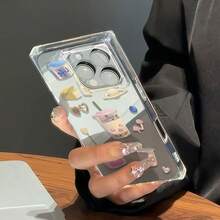 Funda con forma de cubo de postre de té con leche compatible con los modelos 12, 13 Pro, 14, 15 y 16 Pro/Plus. Cuenta con un diseño anticaídas integral, un orificio grande y un marco de espejo suave. - transparente - Ver 2